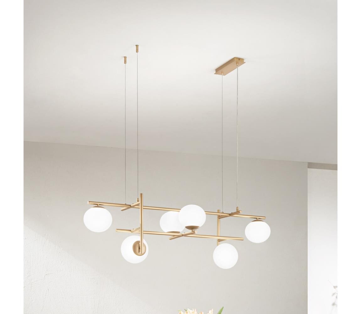 Ondaluce - Lustr na lanku JEWEL 6xE14/10W/230V zlatá/bílá SO.JEWEL/6-ORO