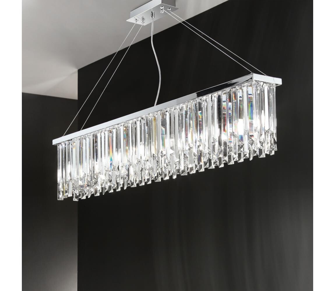 Ondaluce - Křišťálový lustr na lanku BATIDA 8xE14/10W/230V lesklý chrom/čirá SO.BATIDA/GR