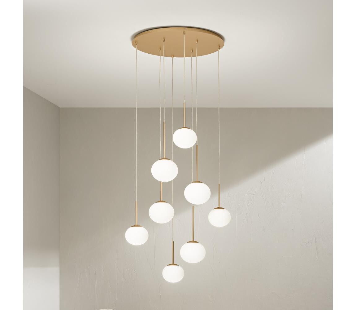 Ondaluce - Lustr na lanku JEWEL 8xE14/10W/230V pr. 70 cm zlatá/bílá SO.JEWEL/8-ORO