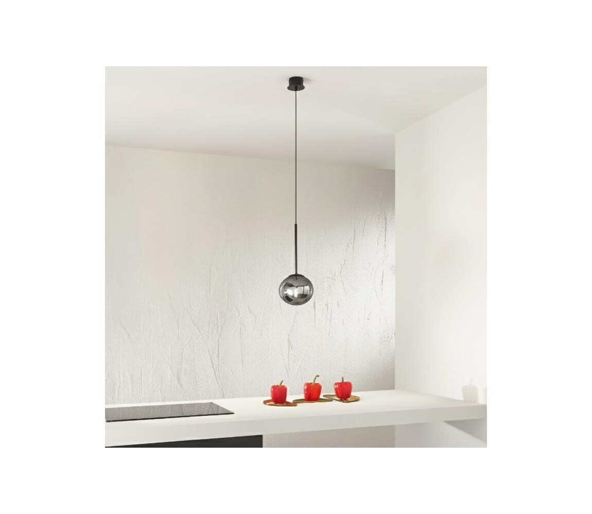 Ondaluce - Lustr na lanku JEWEL 1xE14/10W/230V pr. 17 cm kouřová černá SO.JEWEL/NERO