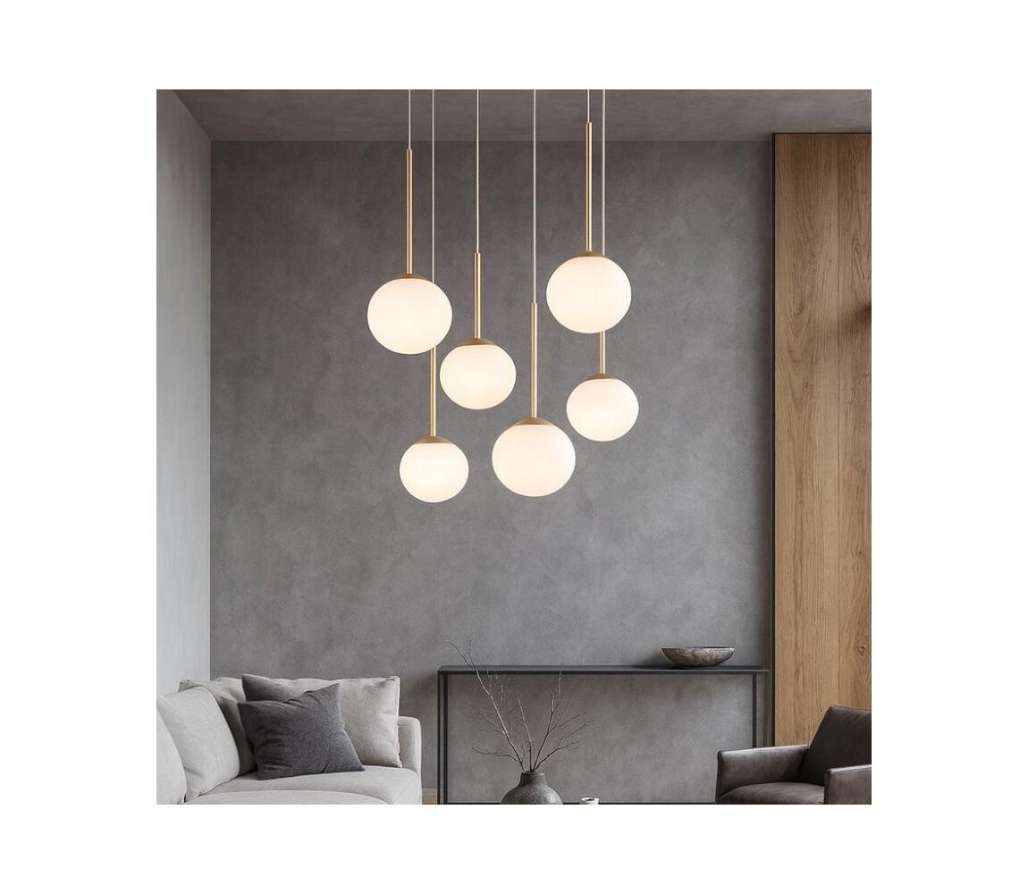 Ondaluce - Lustr na lanku JEWEL 6xE14/10W/230V pr. 55 cm zlatá/bílá SO.JEWEL/R-6ORO