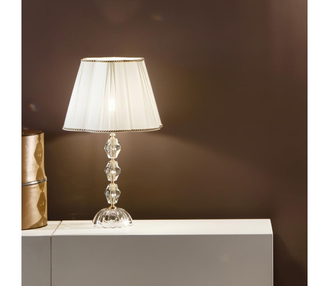 Ondaluce - Křišťálová stolní lampa BRIGIDA 1xE27/15W/230V krémová/čirá LG.BRIGIDA/1