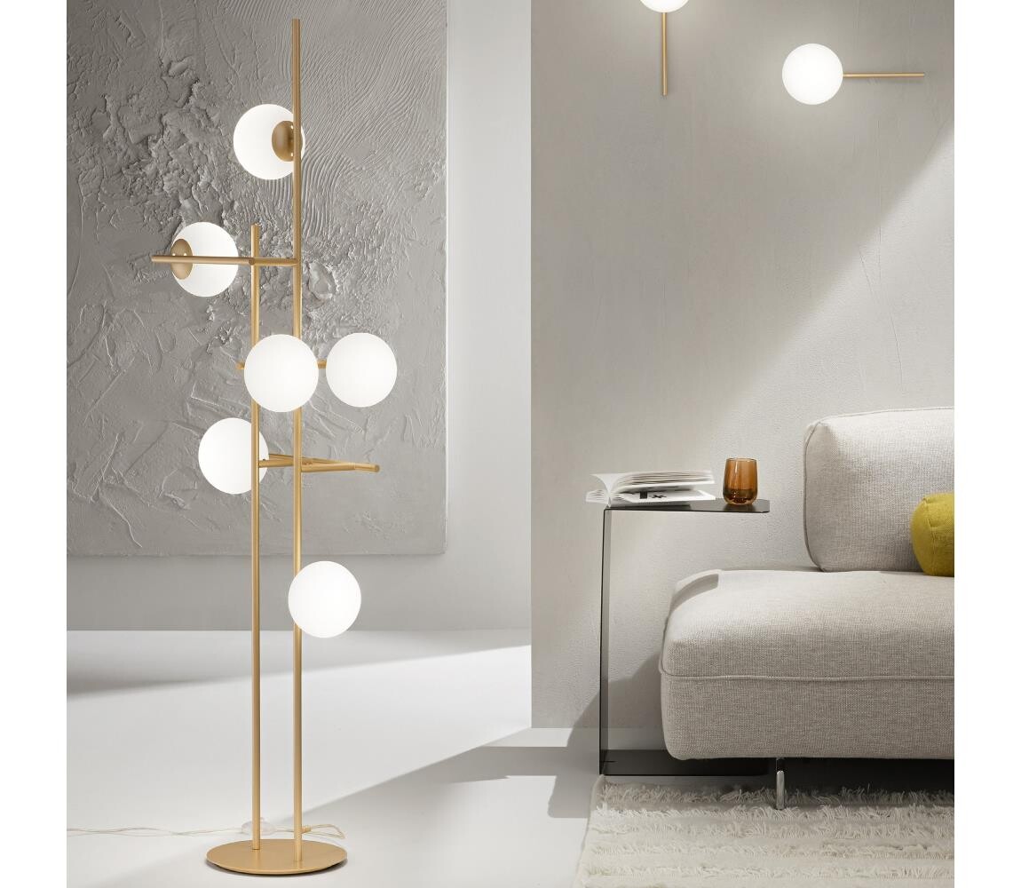 Ondaluce - Stojací lampa JEWEL 6xE14/10W/230V zlatá/bílá PT.JEWEL/ORO