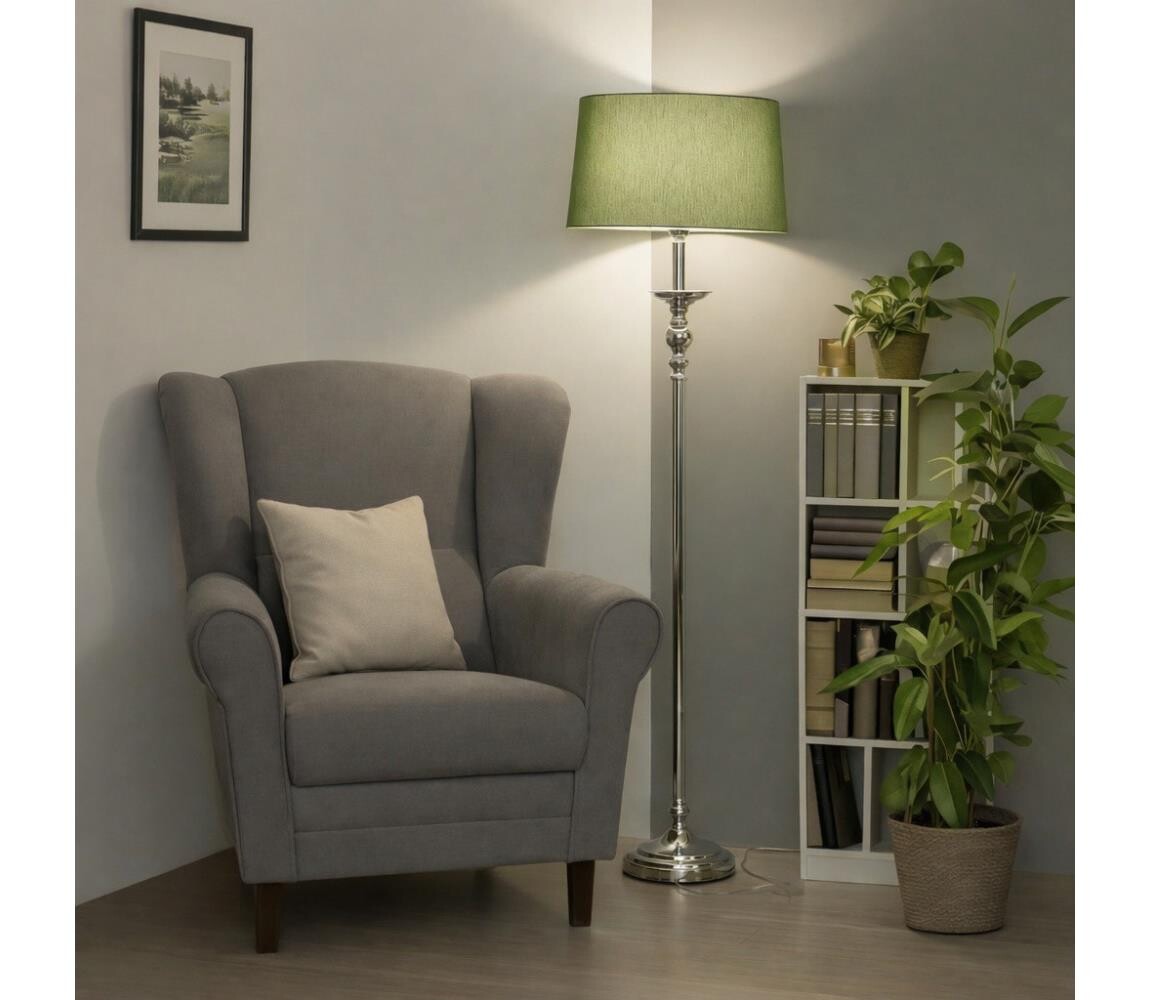 Brilagi - LED Stojací lampa CERIA 1xE27/60W/230V pr. 45 cm lesklý chrom/zelená 1xEG49175+1xEG781045