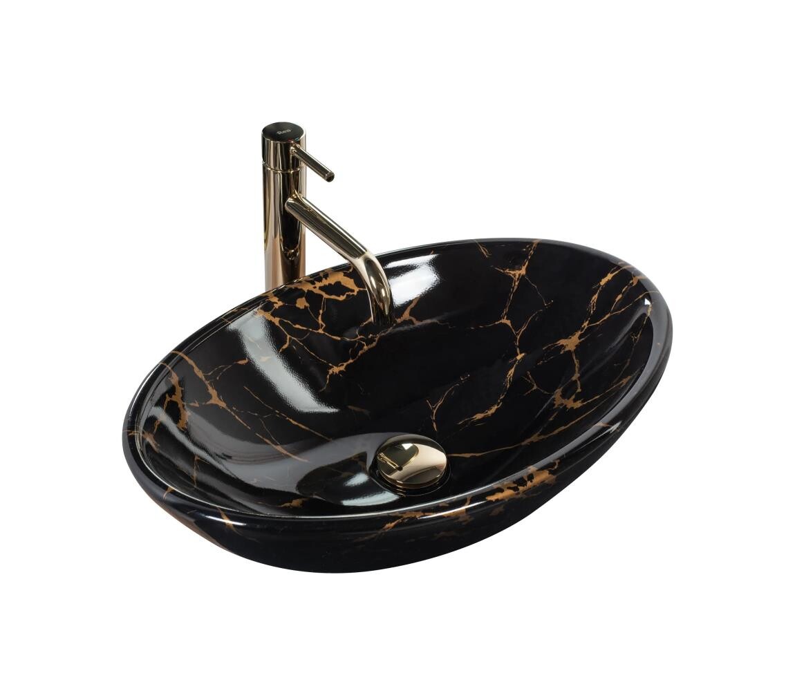 REA-U5067 - Umyvadlo na desku PAMELA 33x53 cm keramika/černá/imitace kamene REA-U5067