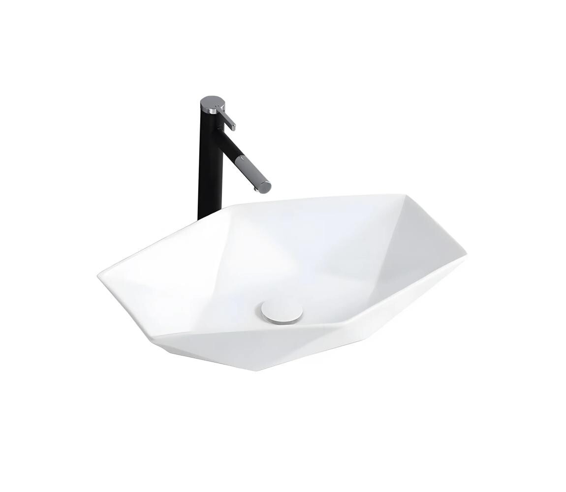 REA-U6643 - Umyvadlo na desku VEGAS 37x57 cm keramika/lesklá bílá REA-U6643