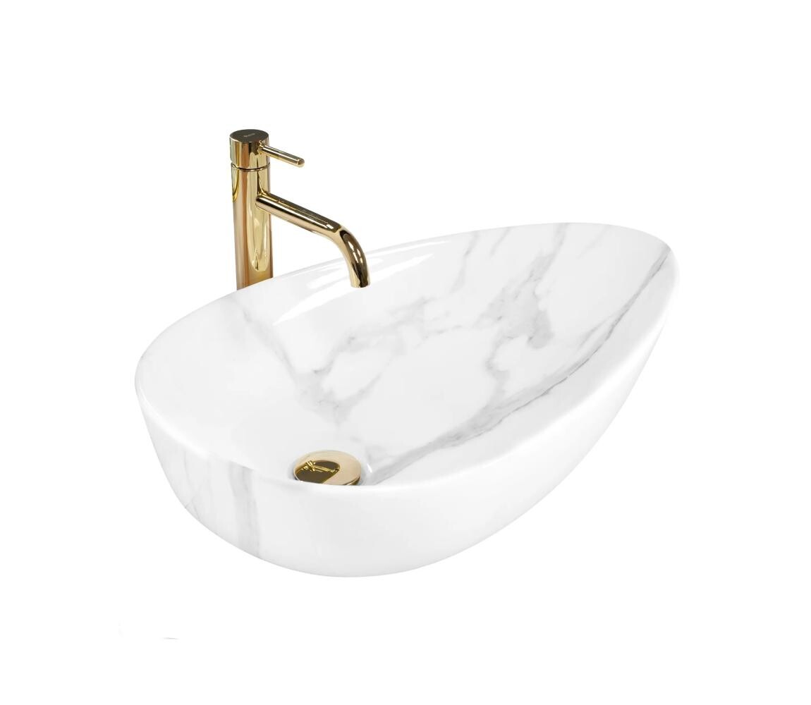 REA-U6501 - Umyvadlo na desku GRETA 40x65,5 cm keramika/imitace kamene REA-U6501