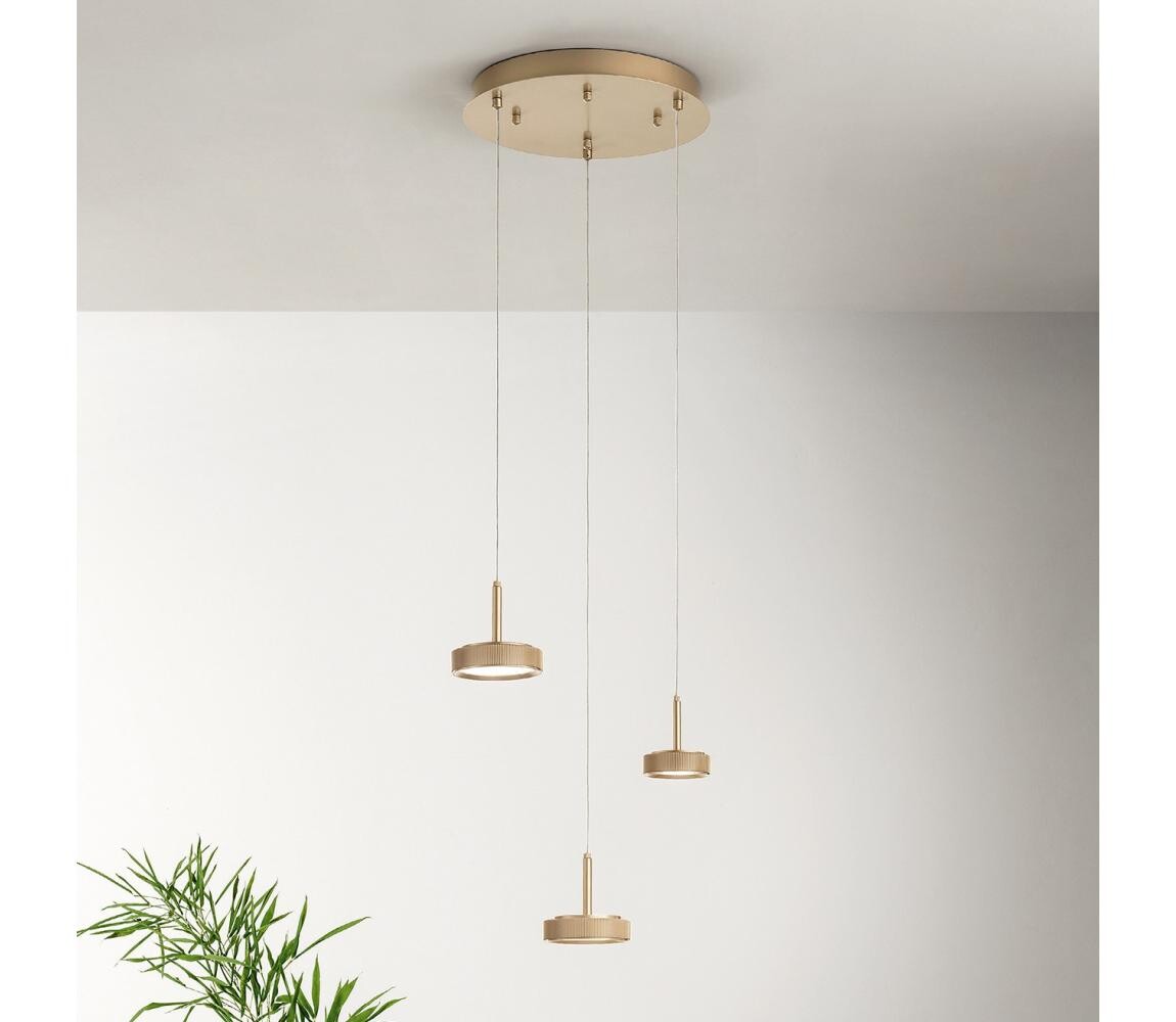 Ondaluce - LED Stmívatelný lustr na lanku NINA LED/24W/230V pr. 35 cm zlatá SO.NINA/3-ORO