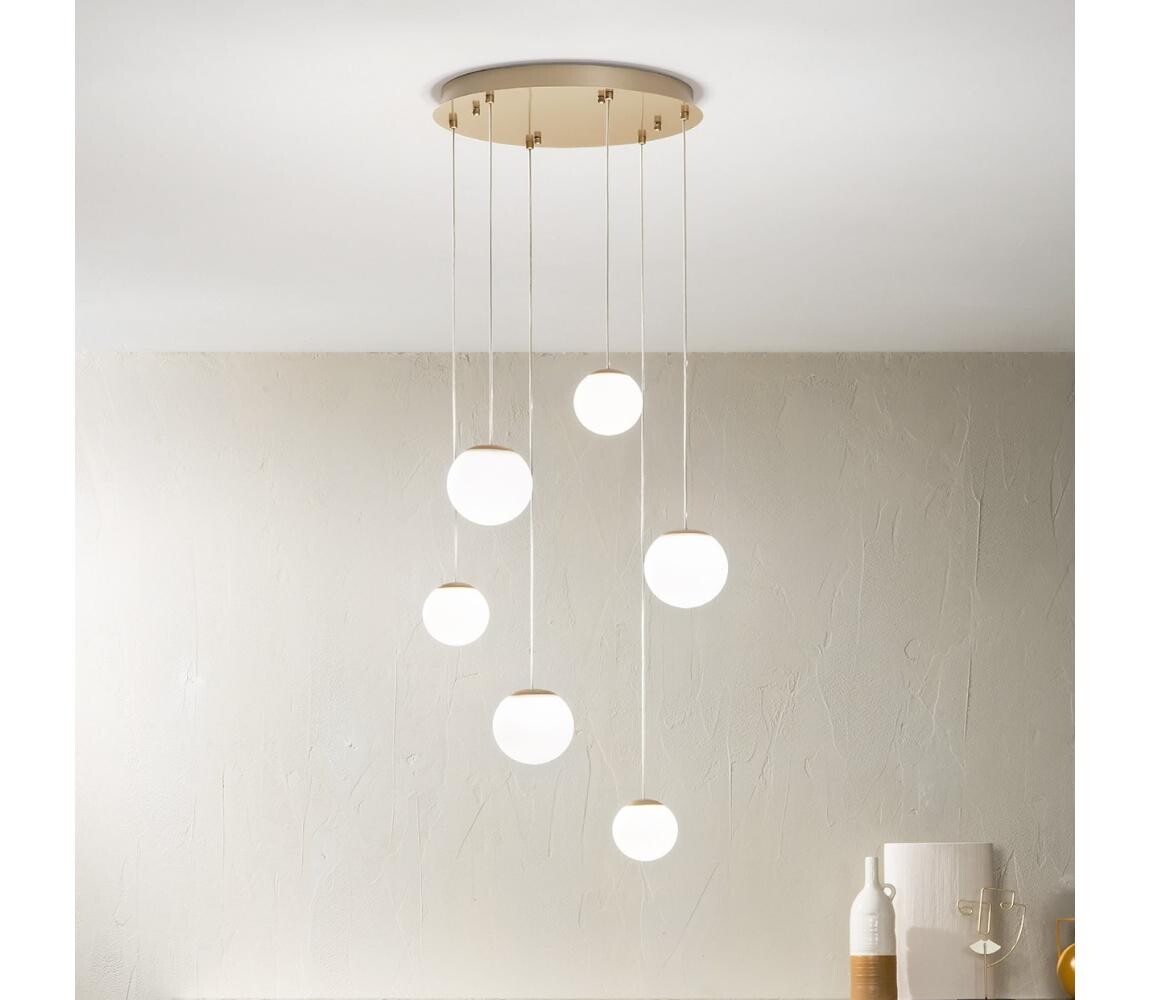 Ondaluce - LED Lustr na lanku SANTOS LED/48W/230V pr. 45 cm zlatá/bílá SO.SANTOS/6-ORO