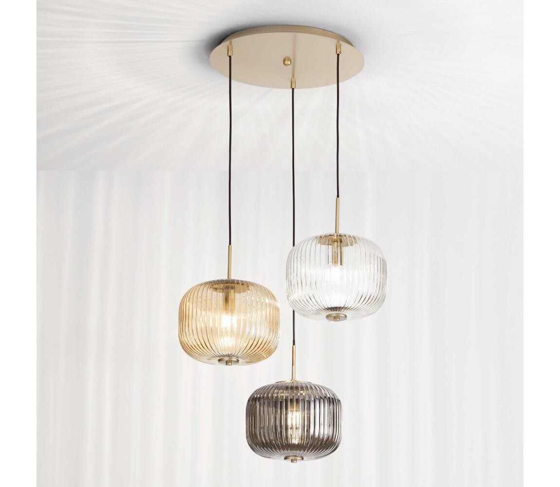 Ondaluce - Lustr na lanku ODETTE 3xE14/10W/230V pr. 43 cm zlatá/kouřová SO.ODETTE/COLORS