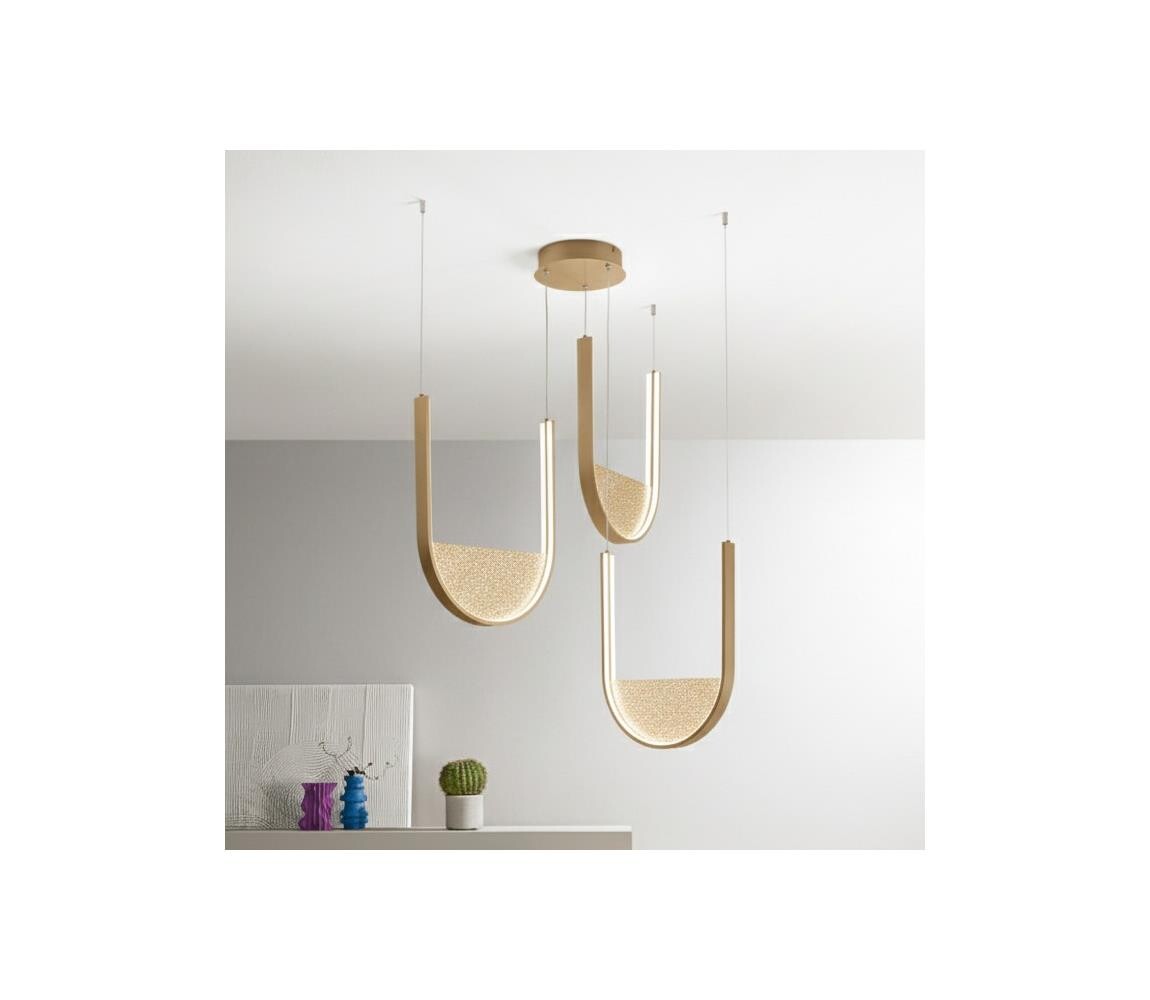 Ondaluce - LED Stmívatelný lustr na lanku LOTUS LED/70W/230V zlatá SO.LOTUS/3-ORO