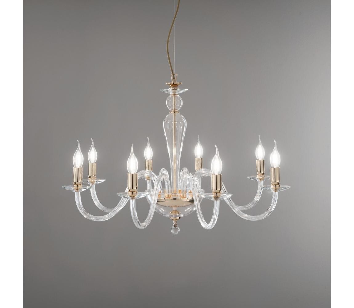 Ondaluce - Lustr na lanku PAGANINI 6xE14/10W/230V pr. 70 cm zlatá/čirá LP.PAGAN/6-ORO