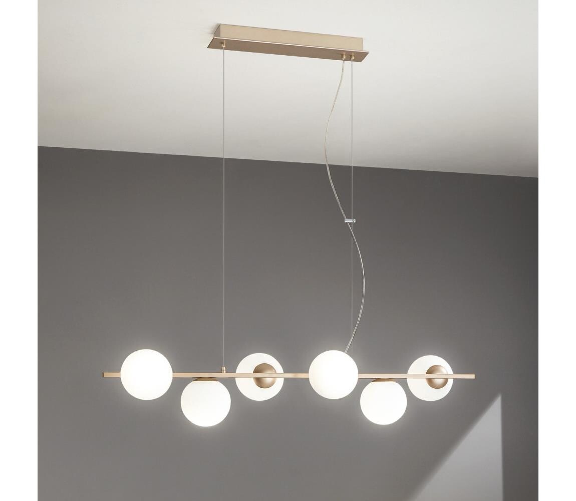 Ondaluce - Lustr na lanku MONILE 6xE14/10W/230V zlatá/bílá SO.MONILE/6-ORO