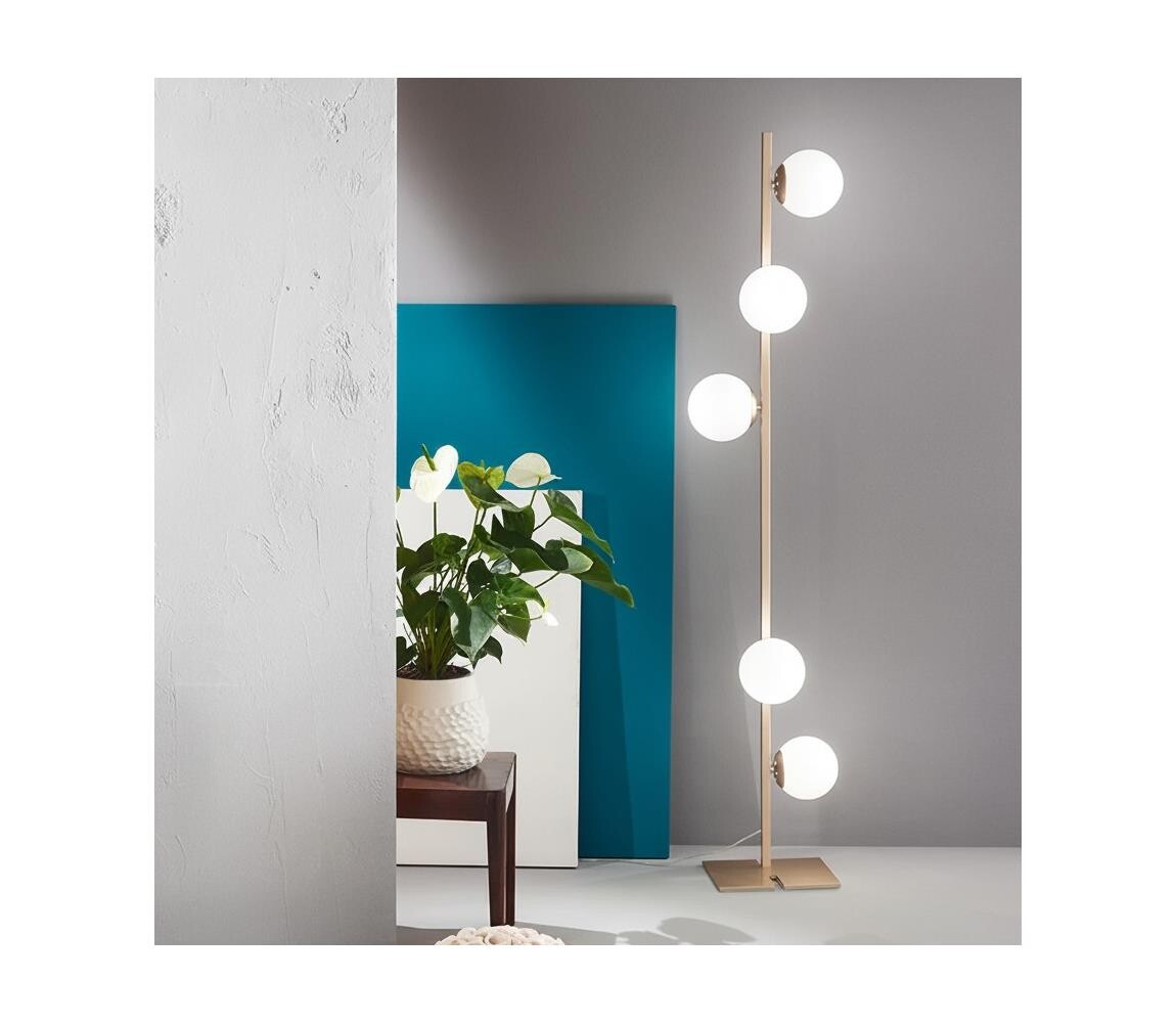 Ondaluce - Stojací lampa MONILE 5xE14/10W/230V zlatá/bílá PT.MONILE/ORO