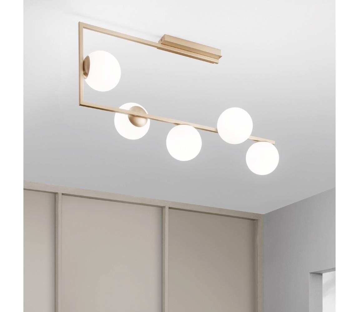 Ondaluce - Lustr na tyči MONILE 5xE14/10W/230V zlatá/bílá PL.MONILE/ORO