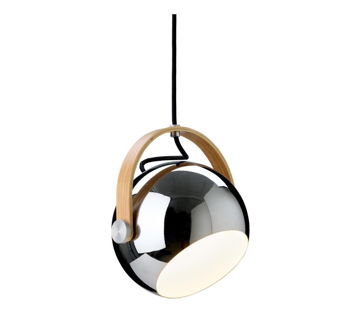 Halo Design 734443 - Lustr na lanku DC 1xE27/40W/230V pr. 18 cm lesklý chrom/dub 734443
