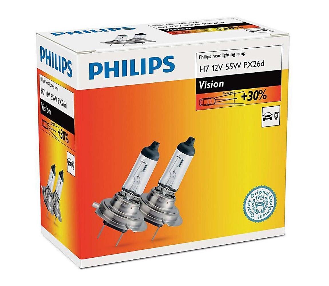 SADA 2x Autožárovka Philips VISION 12972PRC2 H7 PX26d/55W/12V 3200K Phil-12972PRC2