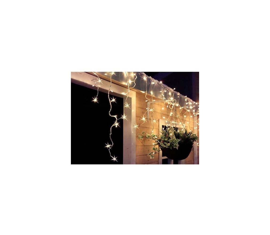 LED  závěs, rampouchy, 120 LED, 3m x 0,7m, přívod 6m, venkovní, teplé bílé světlo  1V40-WW-1