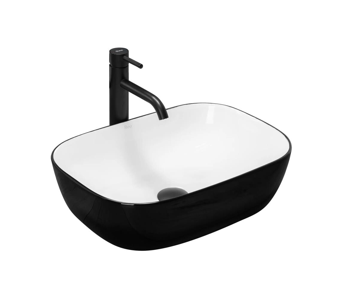 REA-U6332 - Umyvadlo na desku BELINDA 33x46,5 cm keramika/černá/bílá REA-U6332