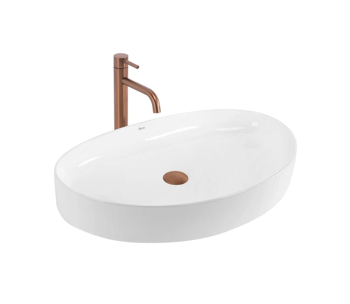 REA-U6371 - Umyvadlo na desku JOANA 40,5x65,5 cm keramika/lesklá bílá REA-U6371