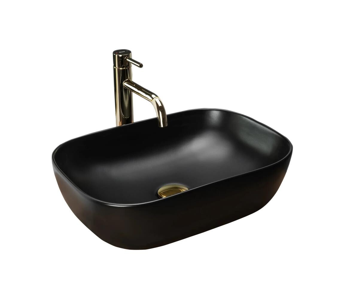 REA-U8470 - Umyvadlo na desku BELINDA 33,5x46,5 cm keramika/matná černá REA-U8470