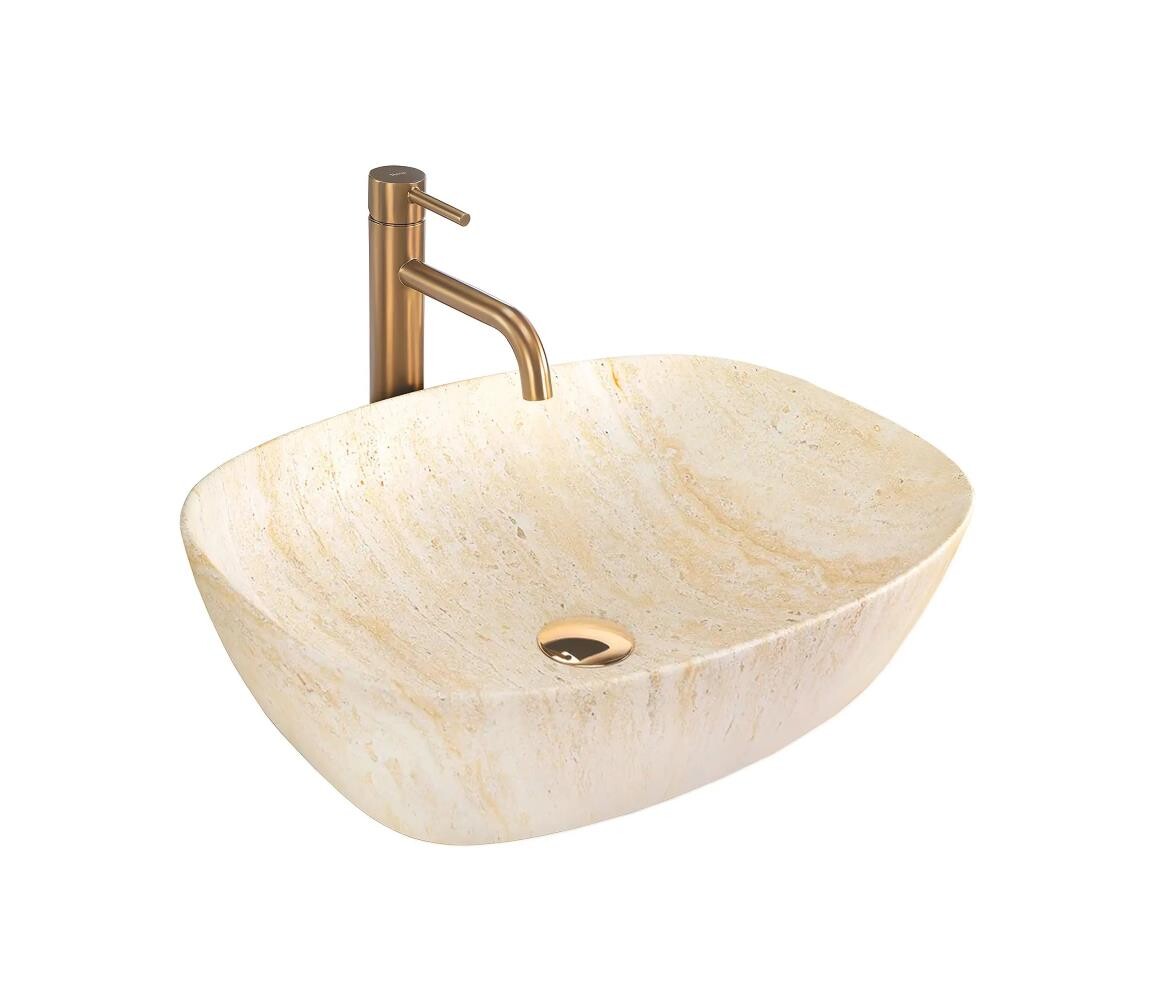 REA-U6689 - Umyvadlo na desku FREJA 39,5x51 cm keramika/béžová/imitace kamene REA-U6689