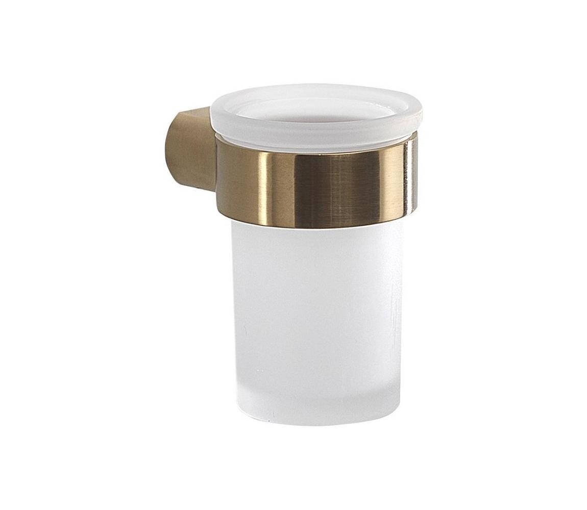 Gedy - Nástěnný stojánek na zubní kartáčky PIRENEI mléčné sklo/matná zlatá PI1088