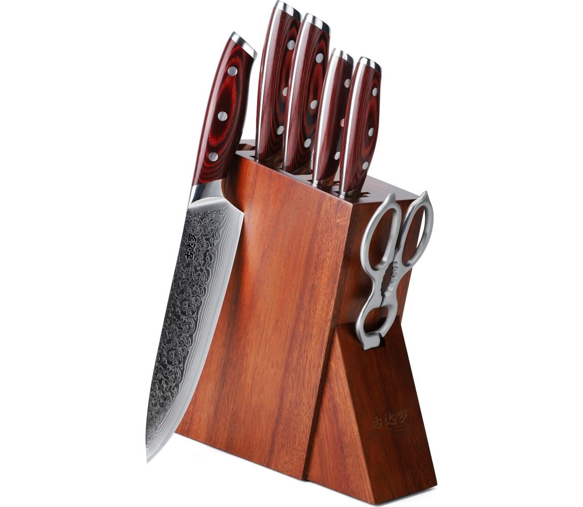 Gudaro - Sada kuchyňských nožů ve stojanu KENSHO 7 ks akát GD1014