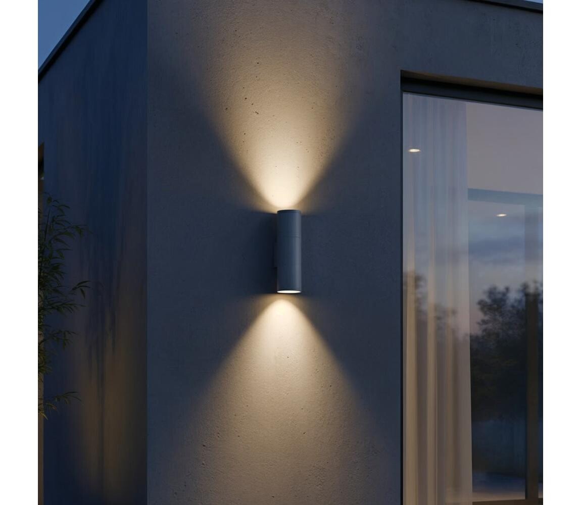 Ideal Lux - Venkovní nástěnné svítidlo GUN 1xGU10/35W/230V 21 cm IP44 šedá 163628