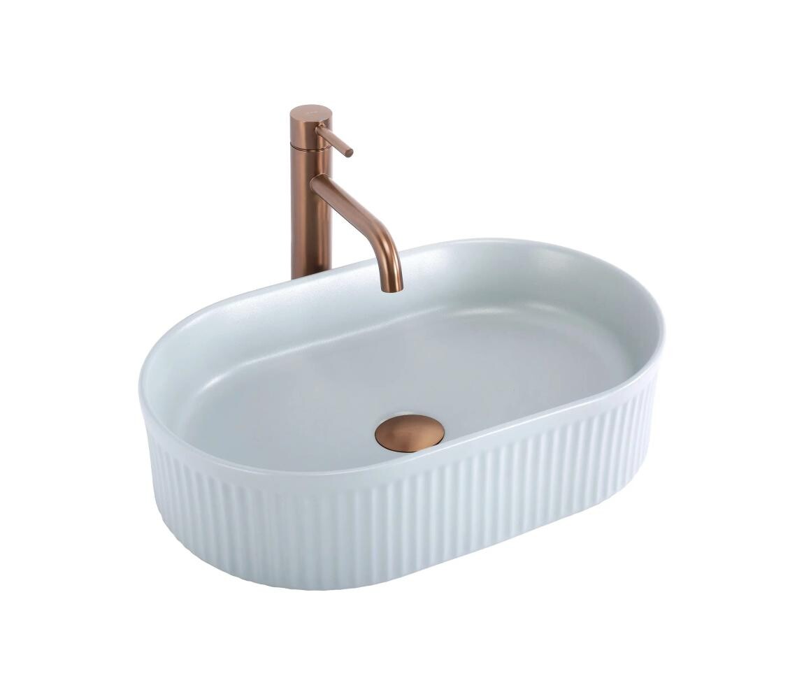 REA-U6375 - Umyvadlo na desku VANDA 31x49 cm keramika/matná modrá REA-U6375