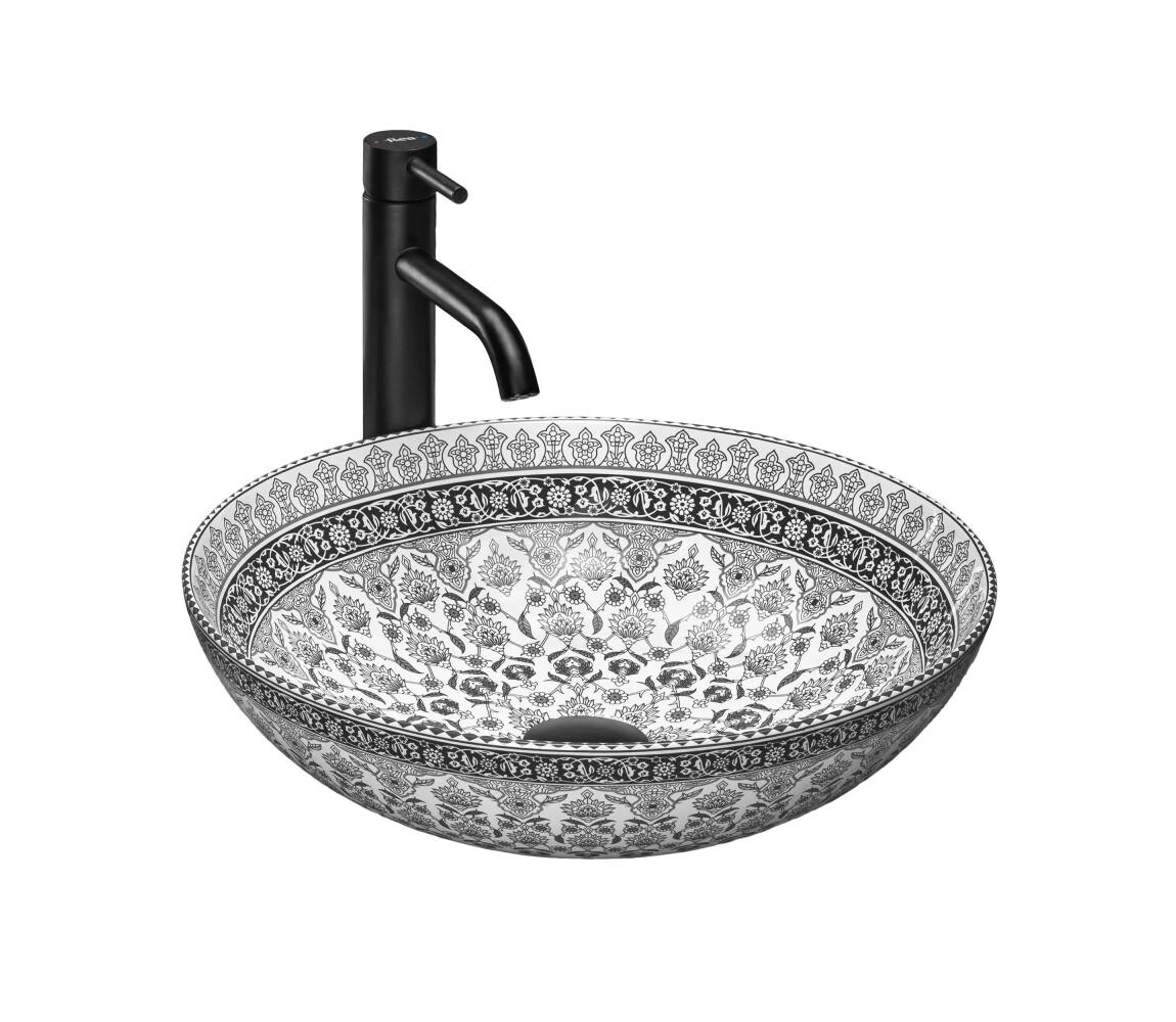 REA-U8002 - Umyvadlo na desku ARTE 40 cm keramika/bílá/černá REA-U8002