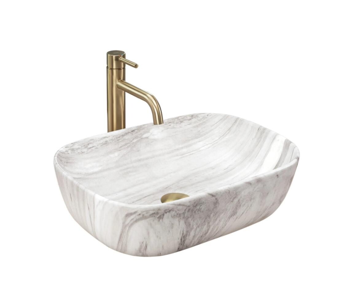 REA-U3324 - Umyvadlo na desku BELINDA 33x46 cm keramika/šedá/imitace kamene REA-U3324