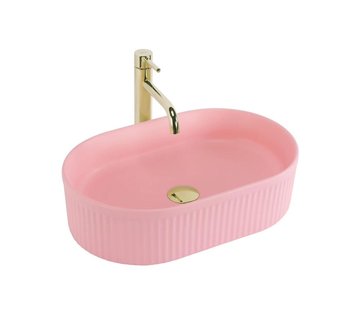 REA-U6376 - Umyvadlo na desku VANDA 31x49 cm keramika/matná růžová REA-U6376