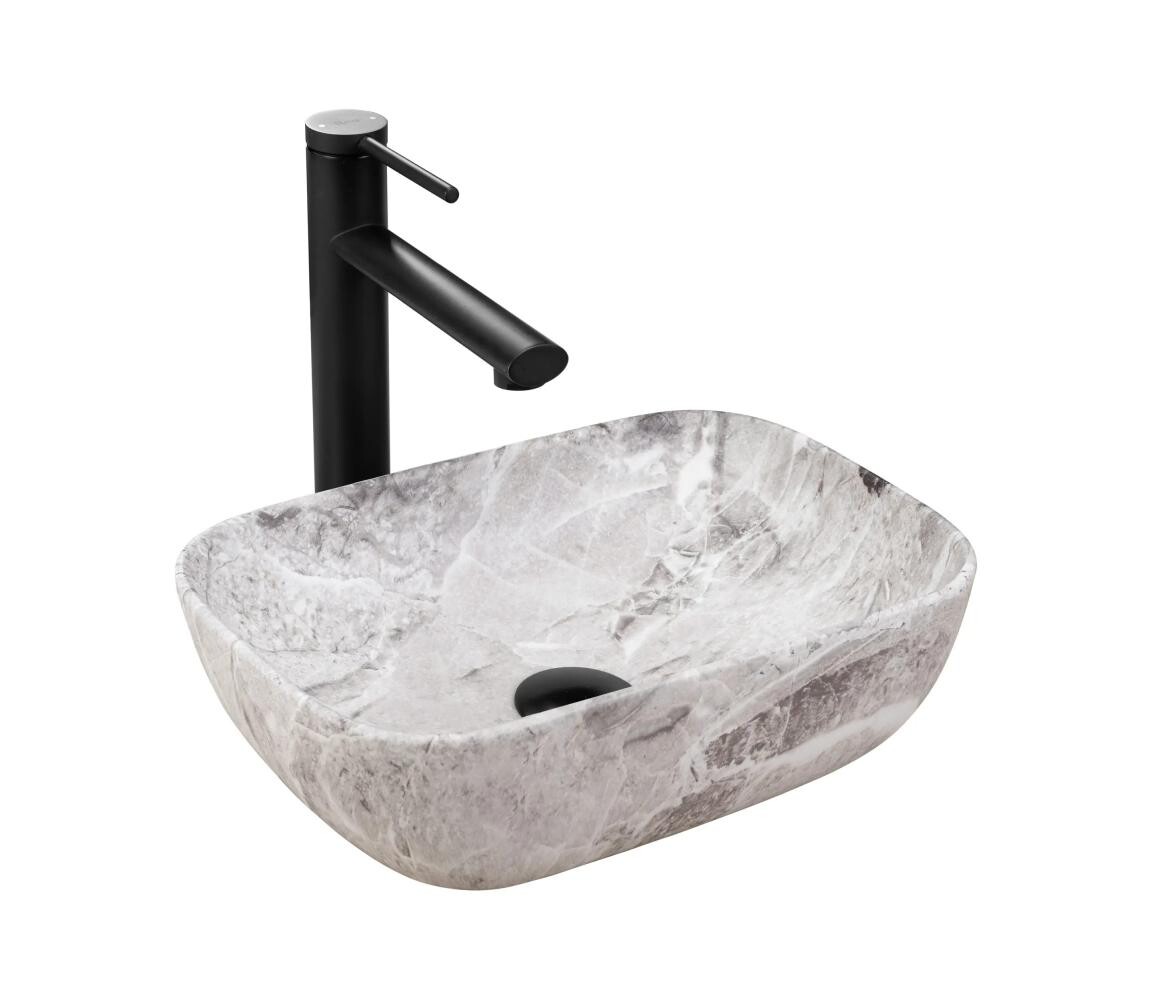 REA-U3321 - Umyvadlo na desku BELINDA MINI 25x36 cm keramika/šedá/imitace kamene REA-U3321