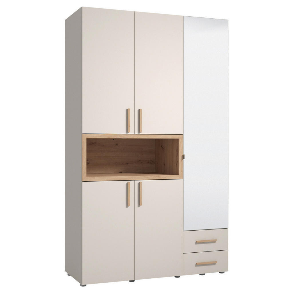 MID.YOU ŠATNÍ SKŘÍŇ, kašmírová, dub artisan, 134,5/226,5/56 cm