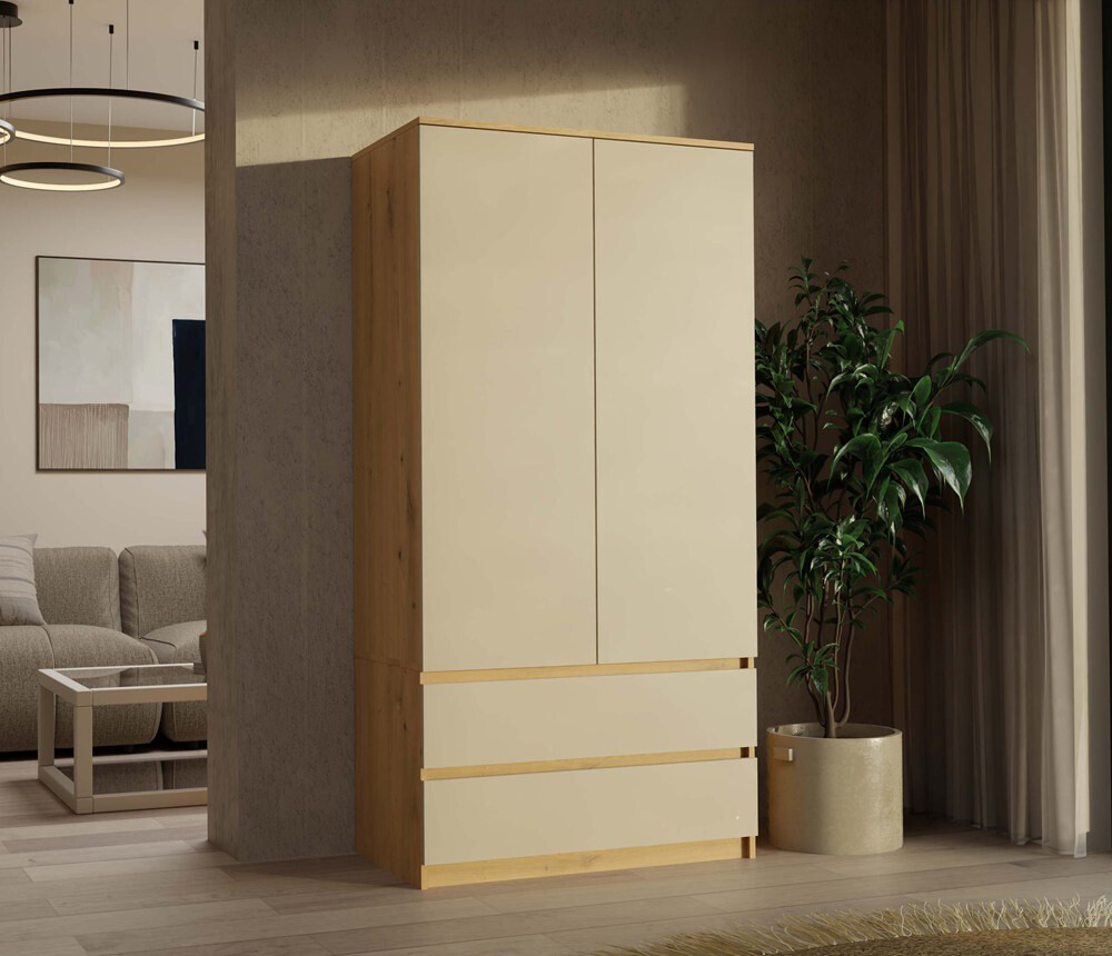 TPS Šatní skříň ELLE 90 cm - Dub artisan/ kašmír