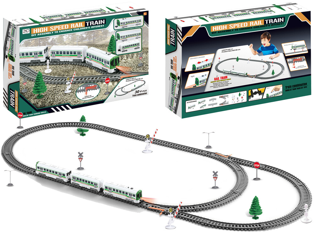 mamido Velká vláčkodráha s lokomotivou a dvěma vagóny bílá