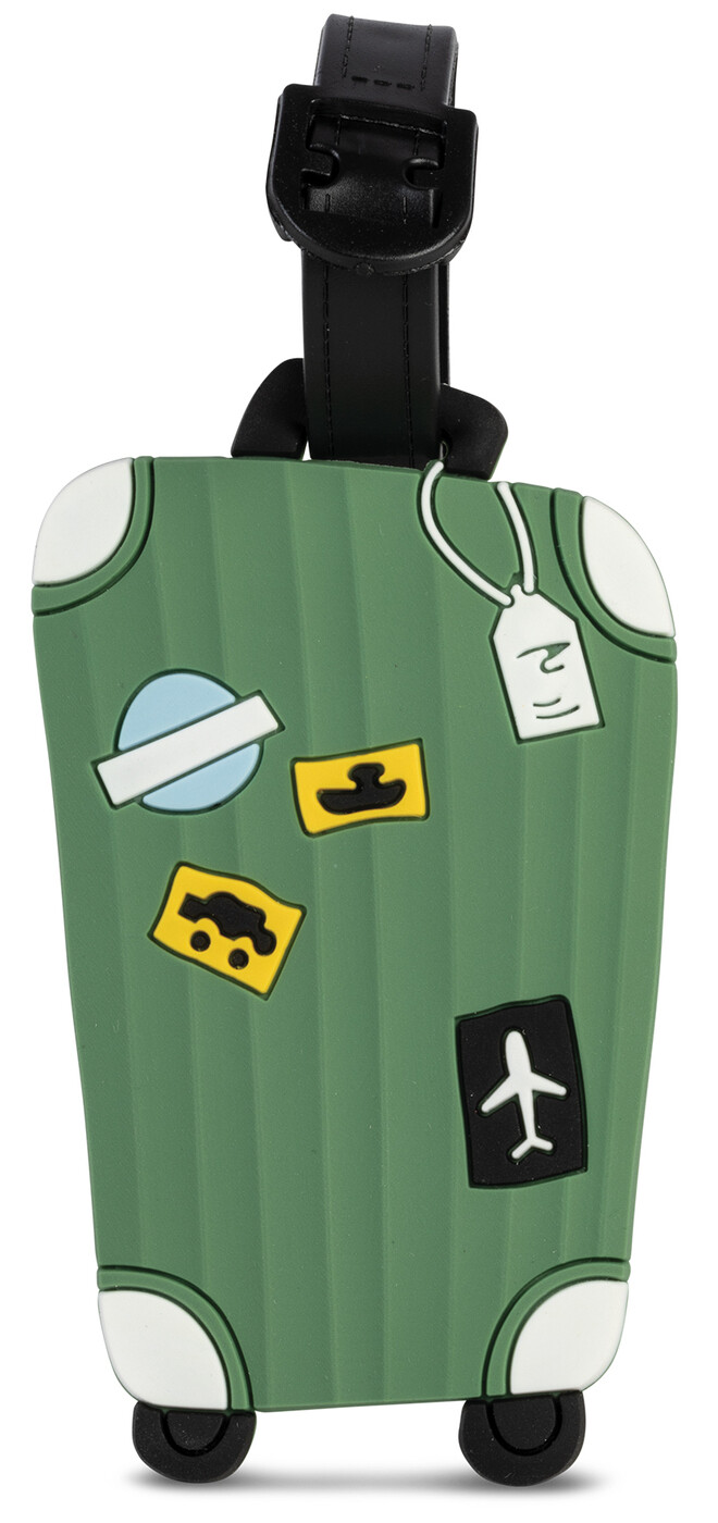 WORLDPACK jmenovky na zavazadla kufr 2 ks - tmavě zelené silikonové visačky 8,5 x 5,5 cm