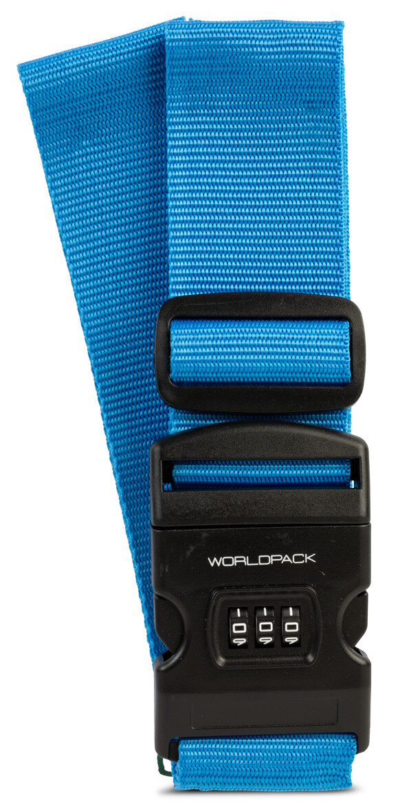 Cestovní popruh na kufr s číselným zámkem Worldpack - modrý