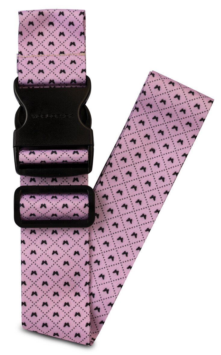 Cestovní popruh na kufr Worldpack - Růžový s motýlky