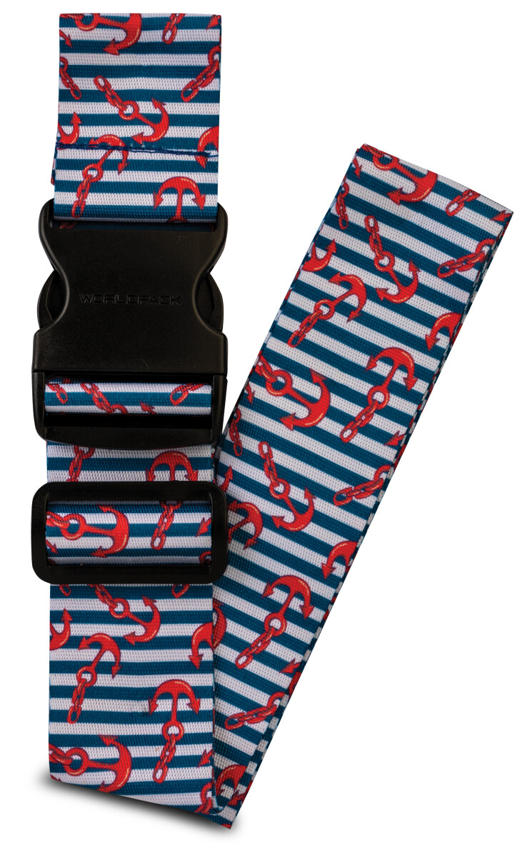 Cestovní popruh na kufr Worldpack - Modrý s kotvami