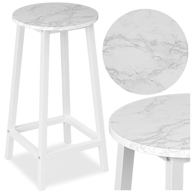 Barová židle FLINT mramor bílá / bílé nohy