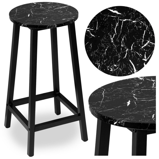 Barová židle FLINT mramor černá / černé nohy