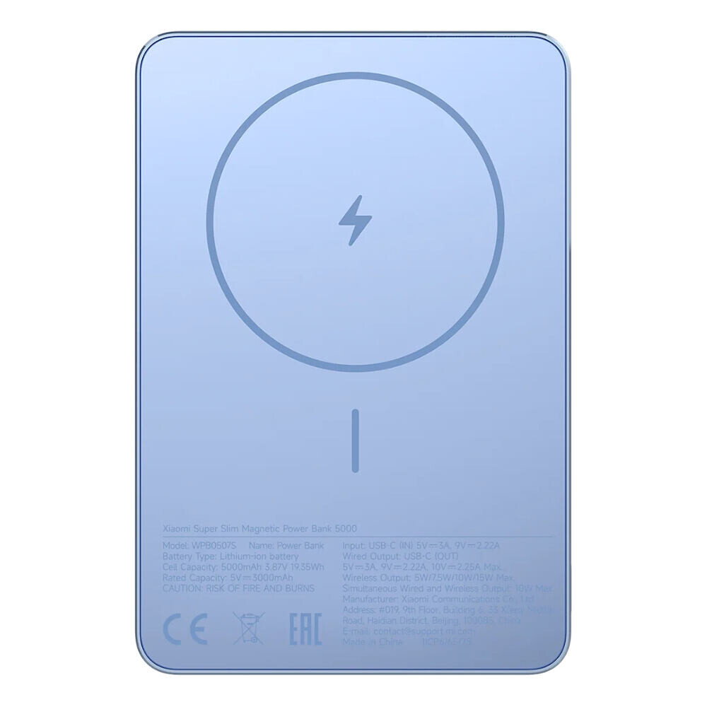 Xiaomi Super Slim Magnetic Power Bank 5000mAh barva Blue BHR08POGL