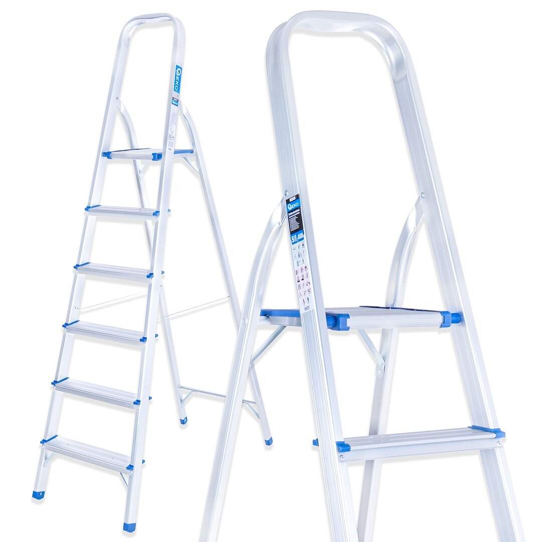 GEKO Hliníkový 6stupňový žebřík pro domácnost 150 kg