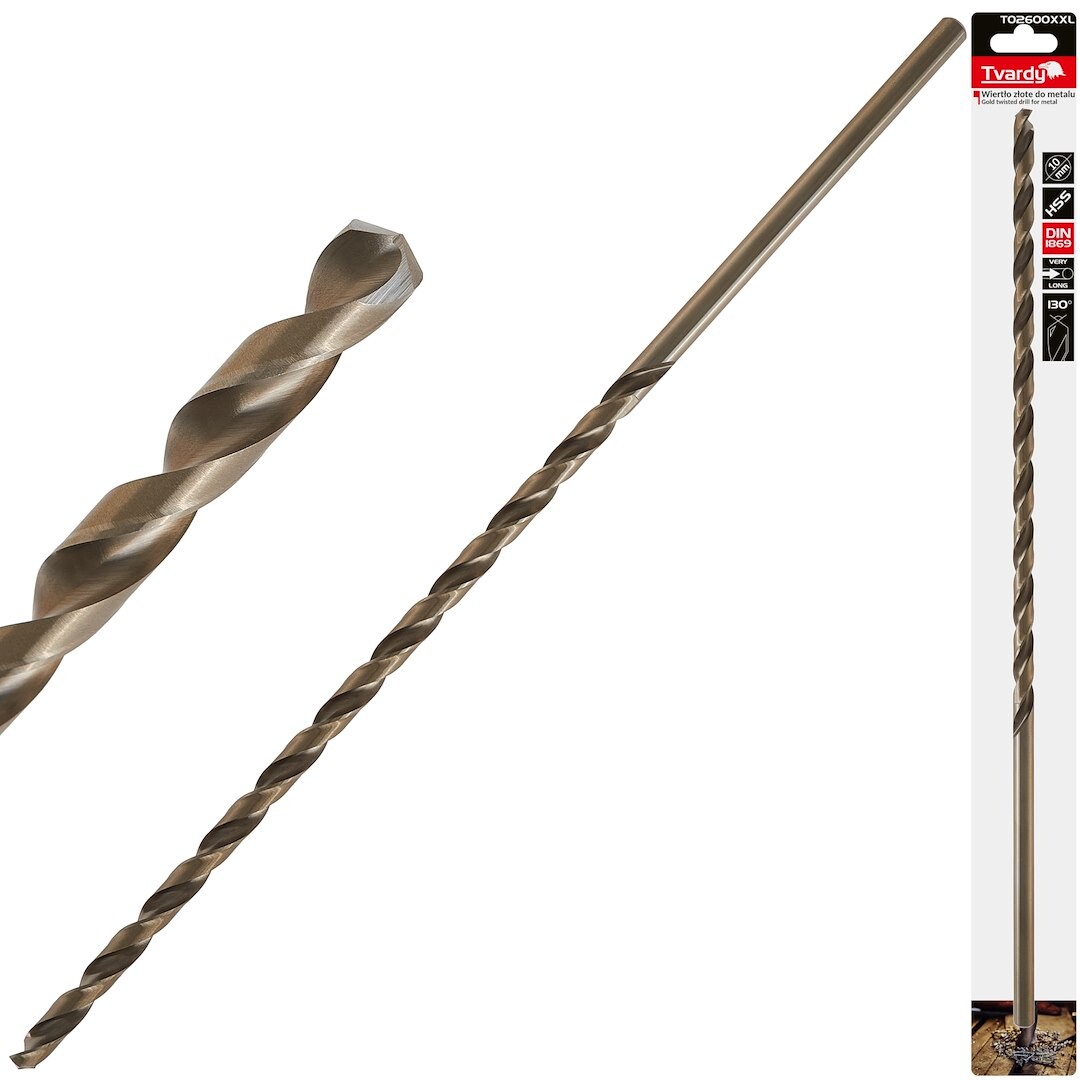 GEKO Dlouhý HSS DIN1869 10,0 x 430 mm zlatý kovový spirálový vrták