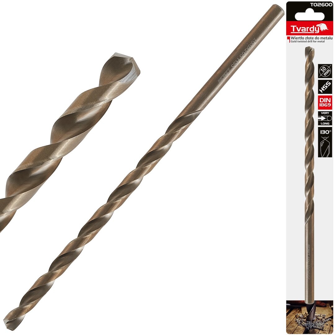 GEKO Dlouhý HSS DIN1869 10,0 x 265 mm zlatý kovový spirálový vrták