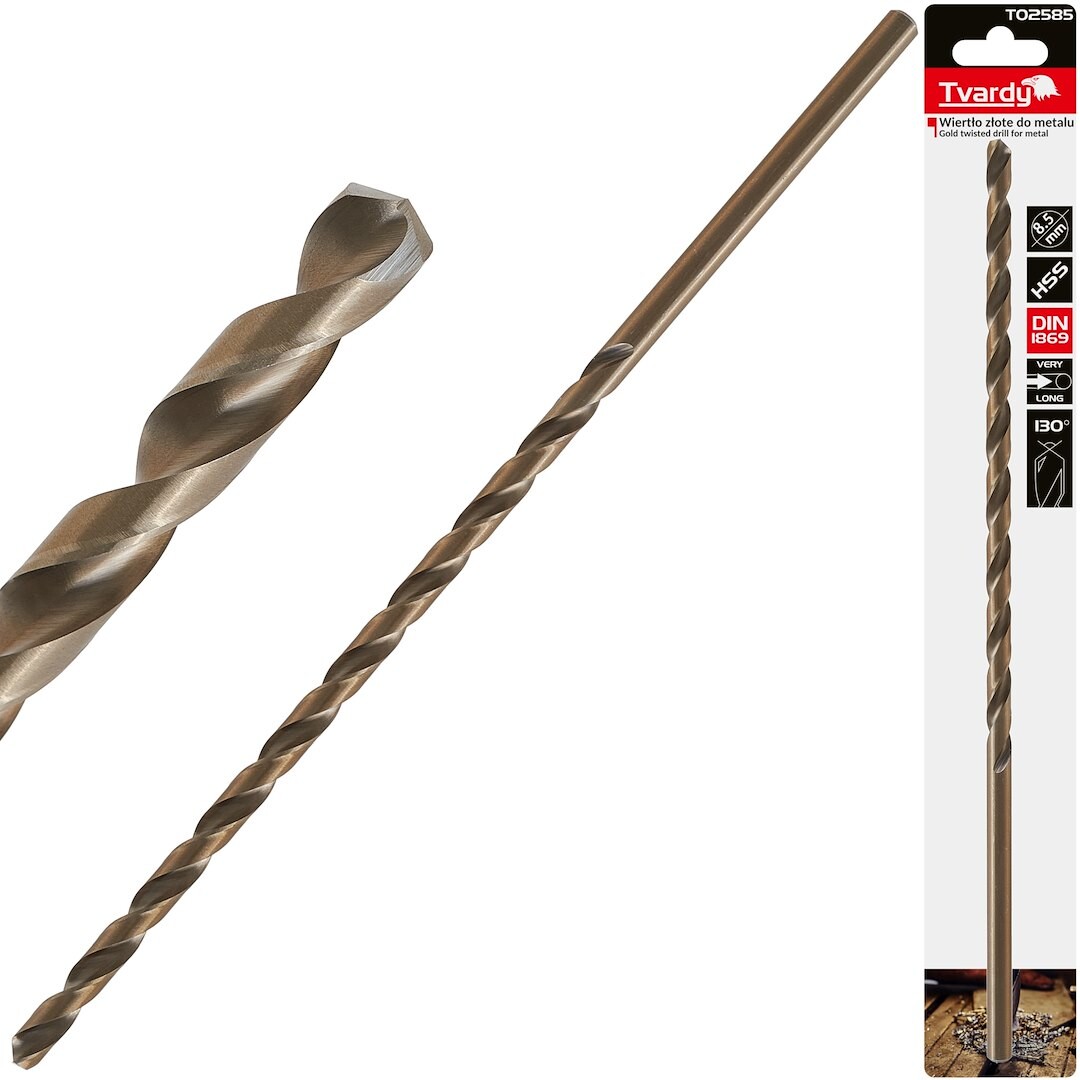 GEKO Dlouhý HSS DIN1869 8,5 x 305 mm zlatý kovový spirálový vrták