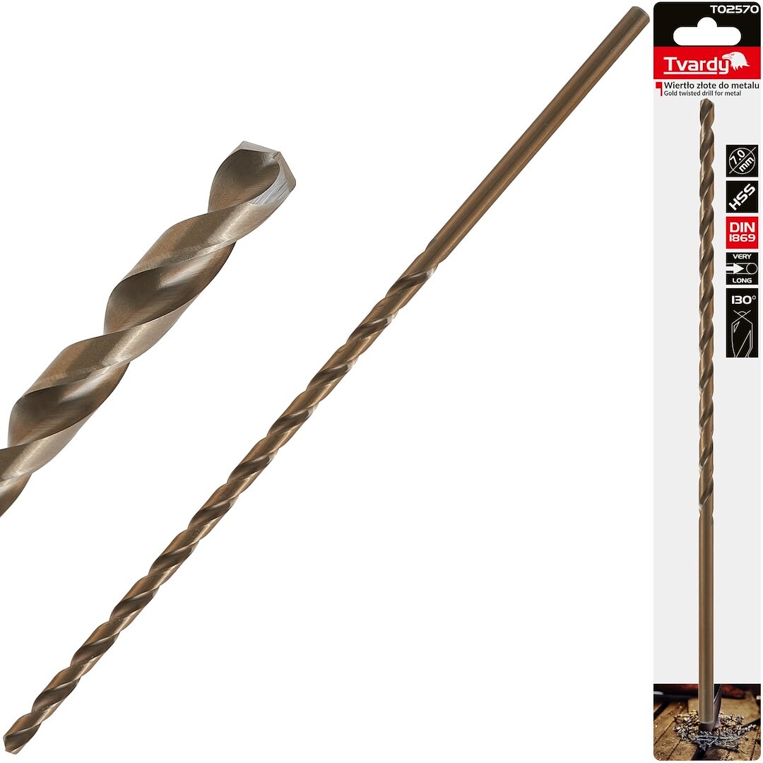 GEKO Dlouhý HSS DIN1869 7,0 x 290 mm zlatý kovový spirálový vrták