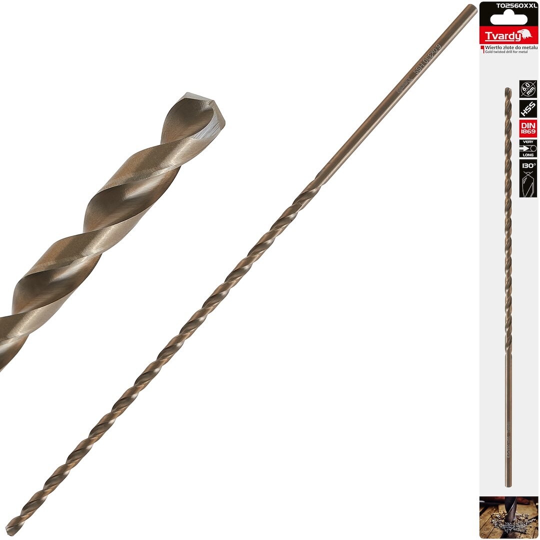 GEKO Dlouhý HSS DIN1869 6,0 x 330 mm zlatý kovový spirálový vrták
